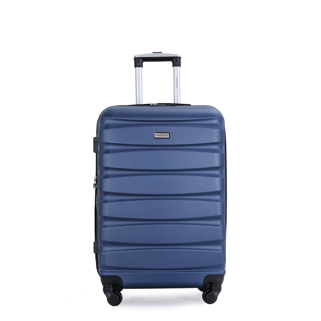 Expandable 3 Piece Luggage Sets ABS Lightweight Suitcase with Two Hooks, Spinner Wheels, TSA Lock, (20/24/28) Blue