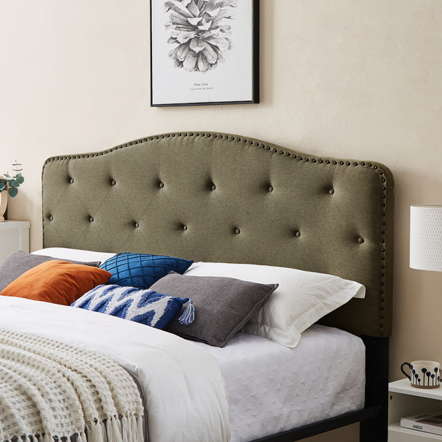 B113 King bed, Beautiful headboard with buttons  Strong iron frame with high temperature paint