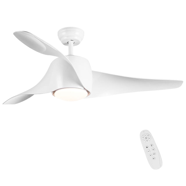 52 In Intergrated LED Ceiling Fan Lighting with White ABS Blade