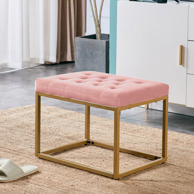 Velvet Shoe Changing Stool, Footstool, Square Cushion Foot Stool, Sofa stool, Rest stool,Low Stool .Step Stool, Small Footrest .Suitable for Clothes Shop,Living Room, Porch, Fitting Room.Pink Bench