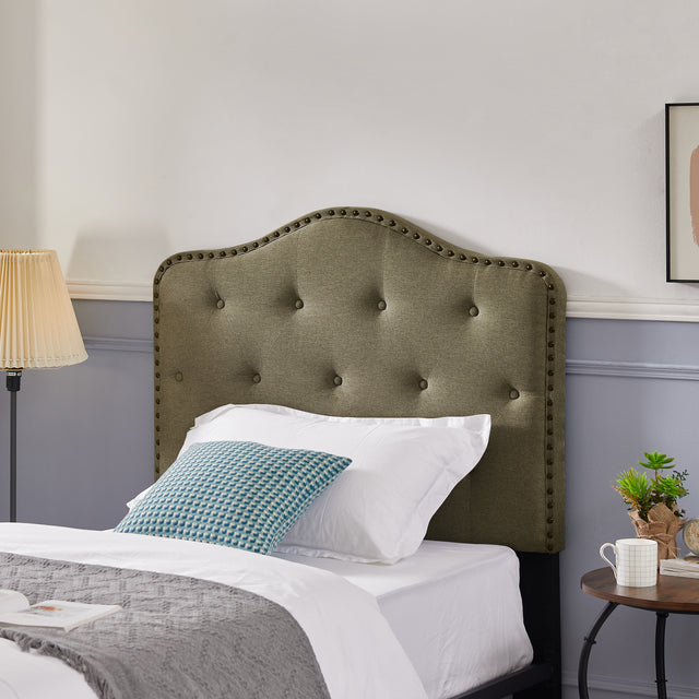 B113 Twin bed, Beautiful headboard with buttons  Strong iron frame with high temperature paint