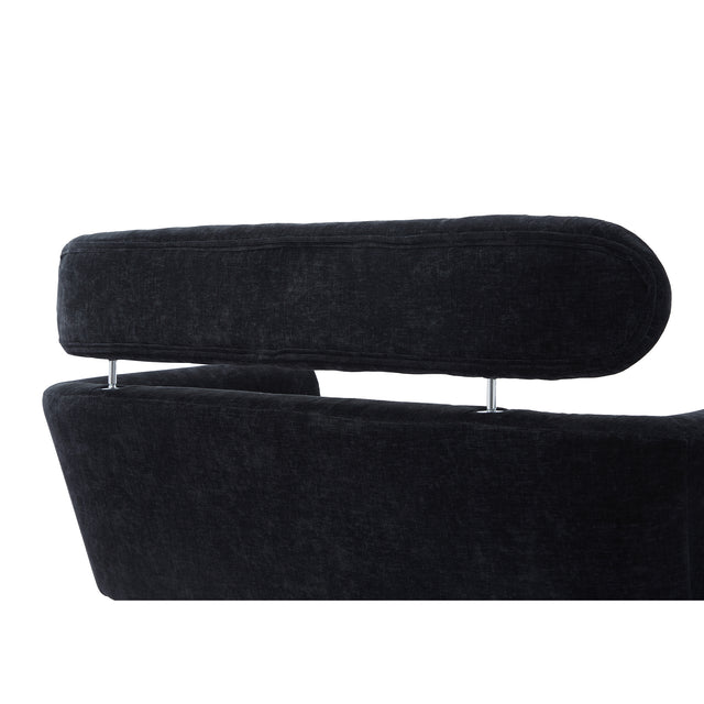 51"W Modern Chenille Loveseat Small Sofa Small Mini Room Couch Two-Seater Sofa With 2 Throw Pillows Gold Metal Legs for Small Space Office Studio Apartment Bedroom, Black Chenille