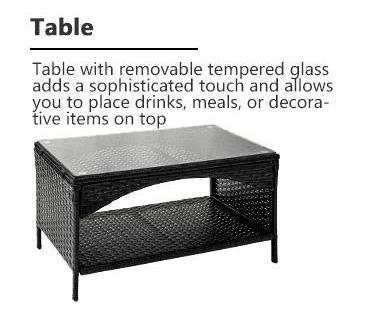 Patio outdoor rattan furniture -4 piece loveseat +2 armchair+coffie table for garden 4 PC Garden Patio Furniture ---------White cushion