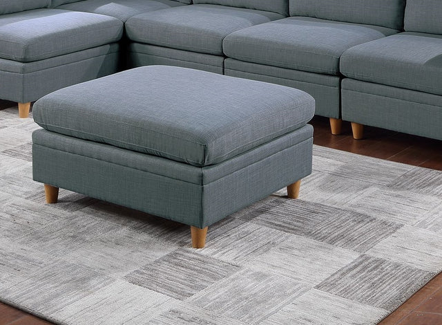 Living Room Furniture Ottoman Steel Color Dorris Fabric 1pc Cushion ottomans Wooden Legs Deco