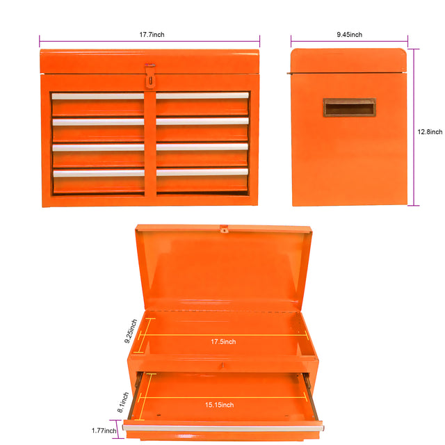 Detachable 5 Drawer Tool Chest with Bottom Cabinet and one Adjustable Shelf--Orange