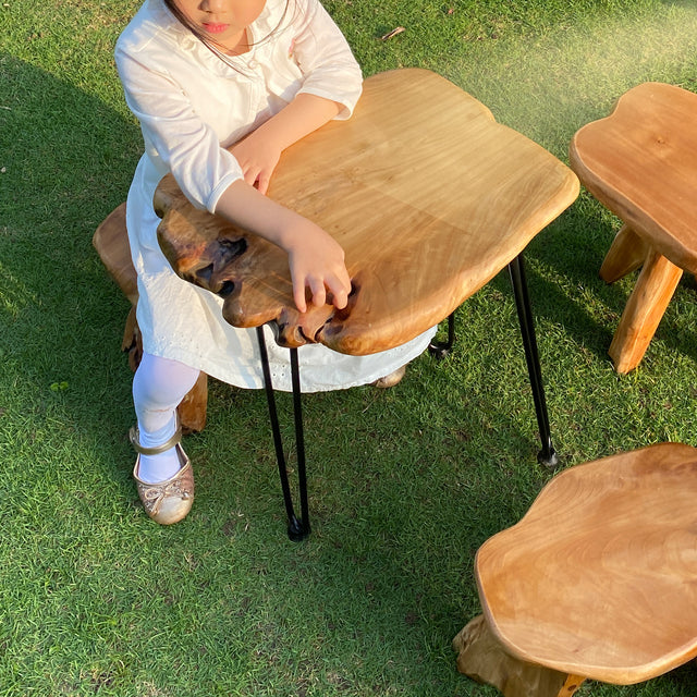 Natural Edge Side Table,Solid Wood Coffee Table Side Table Bedside Table Bedside Table Retro Square Iron Frame Support Solid Wood Cedar Coffee Table