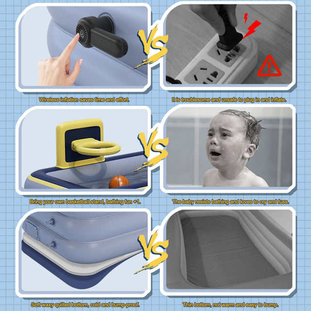 Toy inflatable swimming pool with basketball rack, thickened family inflatable swimming pool suitable for outdoor, garden, backyard, summer