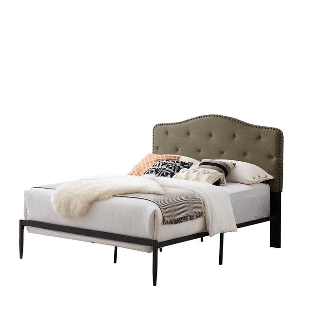 B113 Full bed, Beautiful headboard with buttons  Strong iron frame with high temperature paint