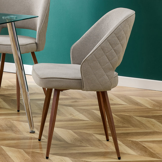 Modern Dining Chairs,Linen Accent Chair, Living Room Leisure Chairs, Upholstered Side Chair with Metal Legs for Dining Room Kitchen Vanity Patio Club Guest (Set of 1)  Grey Office Chair