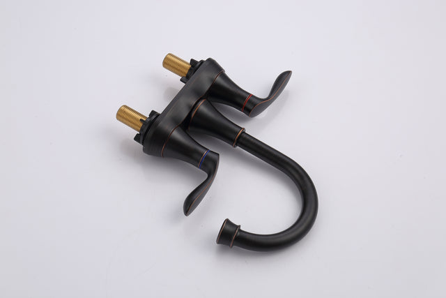 2-Handle 4-Inch Oil Rubbed Bronze Bathroom Faucet, Bathroom Vanity Sink Faucets with Pop-up Drain and Supply Hoses