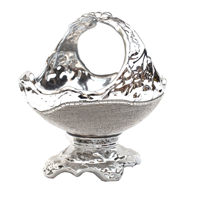 Ambrose Chrome Plated Crystal Embellished Ceramic Fruit Platter