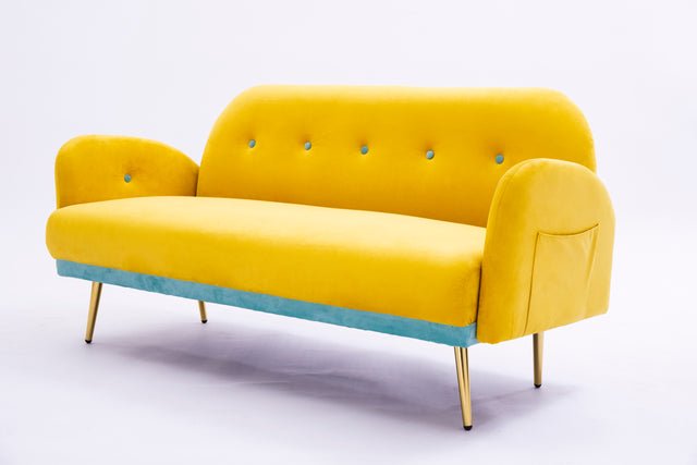 2156 sofa includes 2 pillows 58" yellow velvet sofa for small spaces