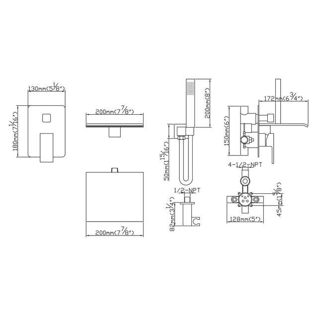 Waterfall Wall-Mount Tub Filler With Handheld Shower