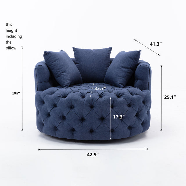 Modern  Akili swivel accent chair  barrel chair  for hotel living room / Modern  leisure chair  Navy  fabric