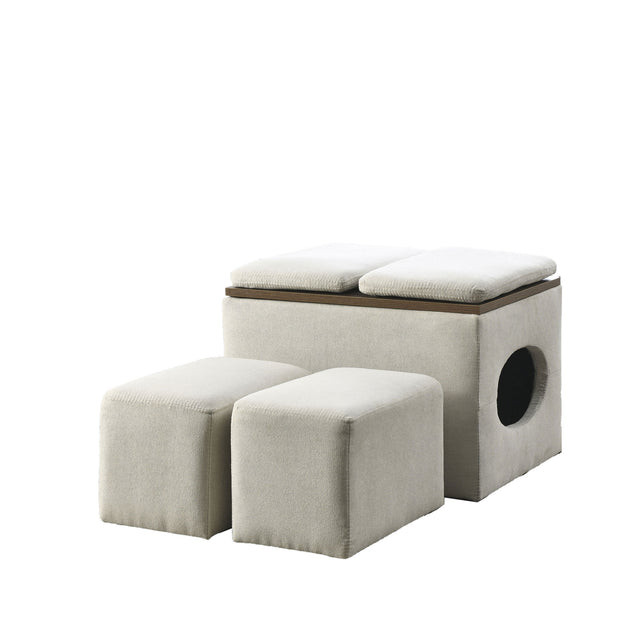 [Video] Welike Waterproof, oil-proof, scratch-proof 25"W Modern design hollow storage ottoman, upholstery, coffee table, two small footstools, easy storage and wide use