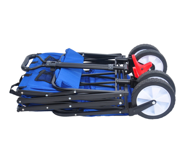 Folding Wagon Garden Shopping Beach Cart (Blue colour)
