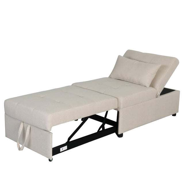 Folding Ottoman, Sofa Bed, Chair (Beige)