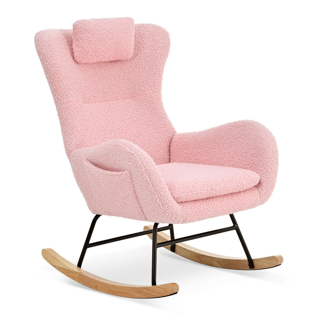 Rocking Chair - with rubber leg and cashmere fabric, suitable for living room and bedroom