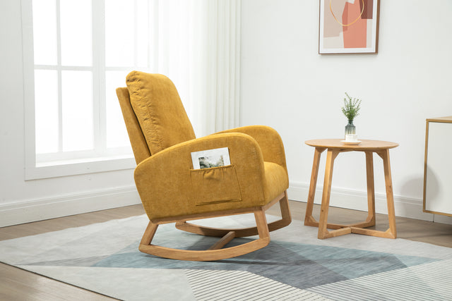 COOLMORE  living  room Comfortable  rocking chair  living room chair  Yellow