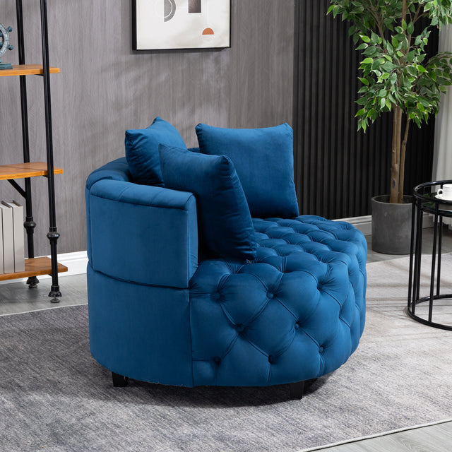 A&A Furniture,Accent Chair / Classical Barrel Chair for living room / Modern Leisure Sofa Chair (Blue)