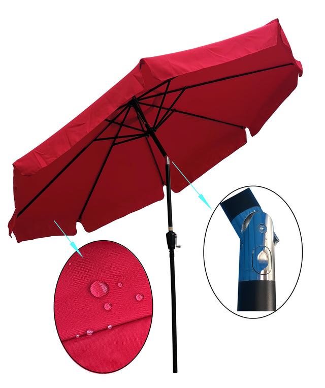 10ft Patio Umbrella Market  Round Umbrella Outdoor Garden  Umbrellas with Crank and Push Button Tilt for Garden Backyard Pool Shade Outside