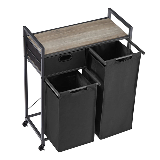 JHX Laundry Basket, Laundry Hamper with Drawer, 2 Laundry Sorter, with 2 Bags, 1 Storage Rack, (Grey,28.15’’L*13’’W*35.8’’H)