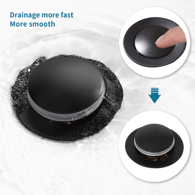 Pop-Up Drain Stainless Steel With Overflow Anti-Clogging for Vessel Sink Lavatory Vanity Sink Drain with Strainer Basket, Matte Black