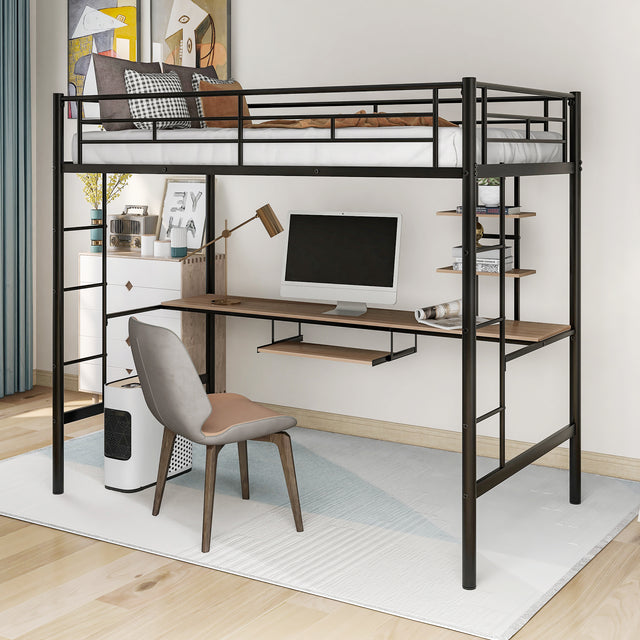 Loft Bed with Desk and Shelf , Space Saving Design,Twin（OLD SKU:MF193081AAB）