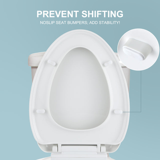 Miibox Removable Elongated Bowl White Toilet Seat, with Nonslip Grip-Tight Never Loosen Bumpers Prevent Shifting, No Slamming Slow and Quiet-Close Seat Cover, Quick Release Hinges for Easy Cleaning