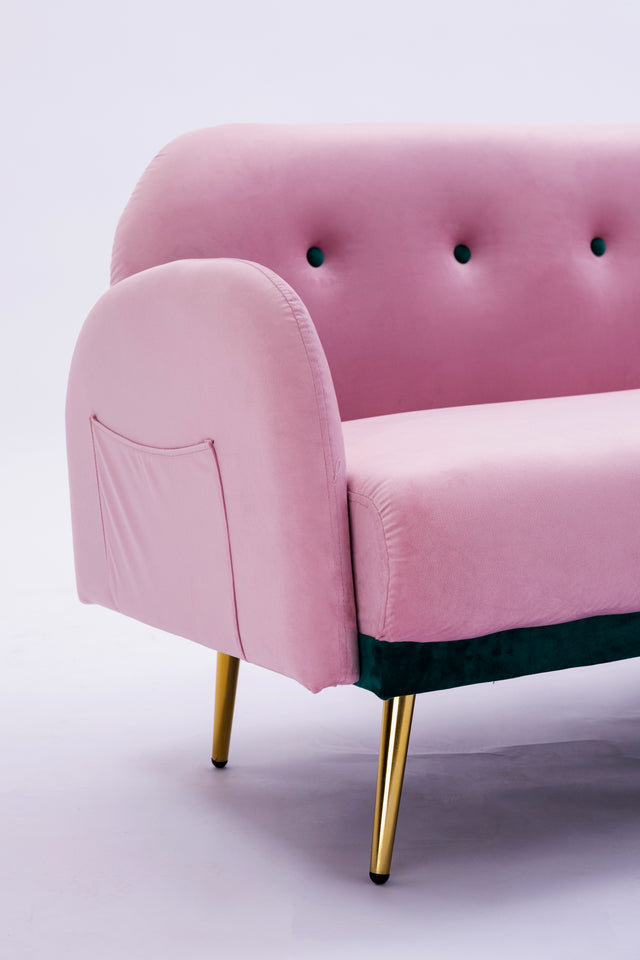 2156 sofa includes 2 pillows 58" pink velvet sofa for small spaces