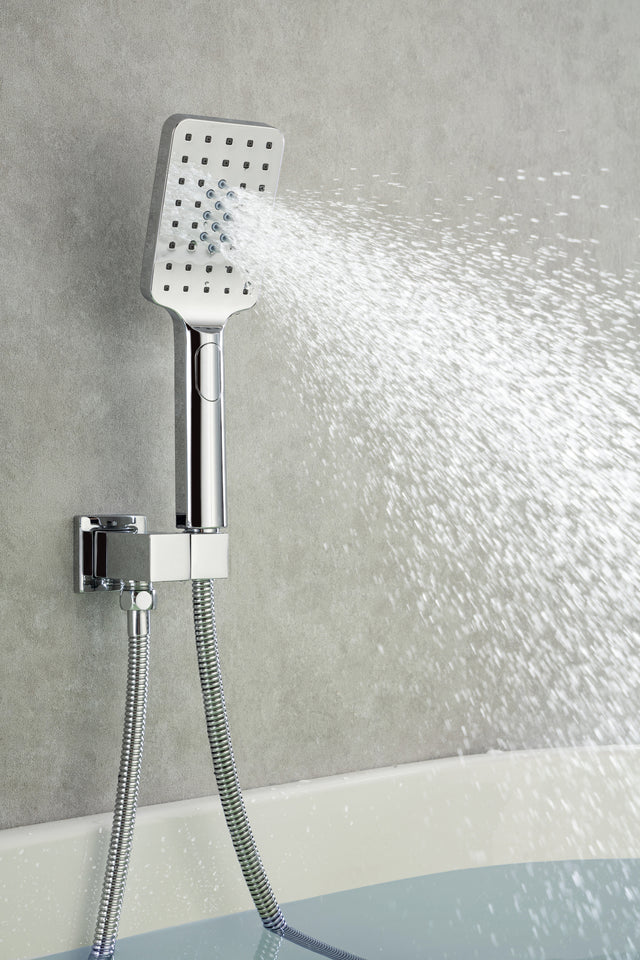 Waterfall Tub Faucet Wall Mount Roman Tub Filler Chrome Single Handle Brass Bathroom Bathtub Faucet with Hand Shower