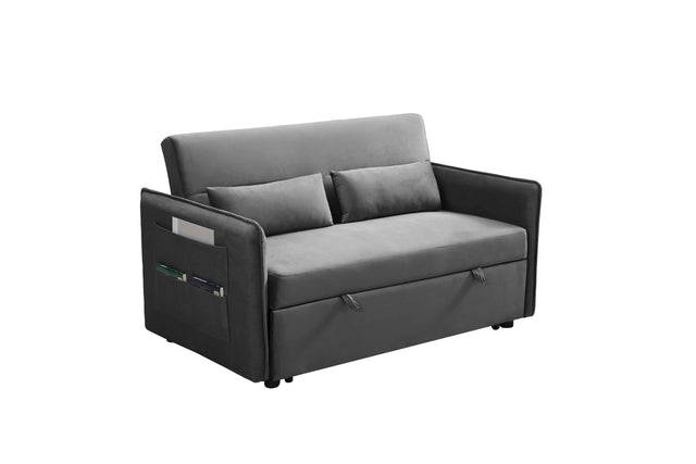 MEGA Pull Out Sofa Bed, Modern Adjustable Pull Out Bed Lounge Chair with 2 Side Pockets, 2 Pillows for Home Office