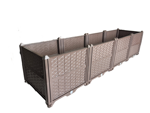 Rectangular Raised Garden Bed Kit Indoor Outdoor Plastic Planter Grow Box for Fresh Vegetables, Herbs, Flowers & Succulents, Brown, 61.41'' x 15.35'' x 14.17''