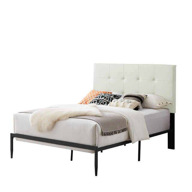 B112 Queen bed PVC cover haedboard with Sponge interlayer.  Strong iron frame with high temperature paint