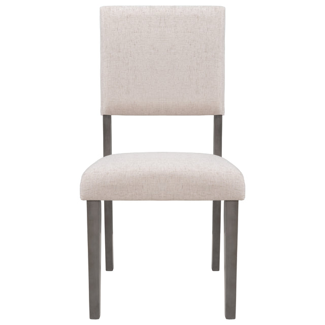 TOPMAX Mid-Century Wood  5-Piece Kitchen Dining Table Set with Round Table, 4 Upholstered Dining Chairs for Small Places, Gray Table + Beige Chair