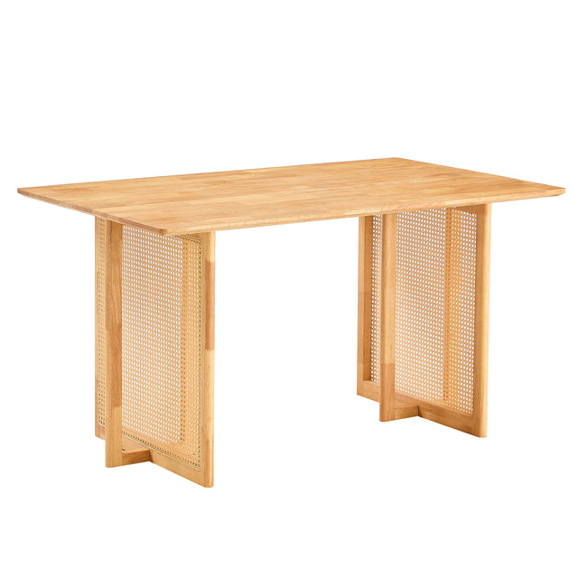 Dining Table.Chinese-style Rural Retro MDF Dining Table, Simple Modern Imitation Rattan Dining Table, Wooden Dining Table, Office Table.Suitable for Dining Room, Living Room and Office