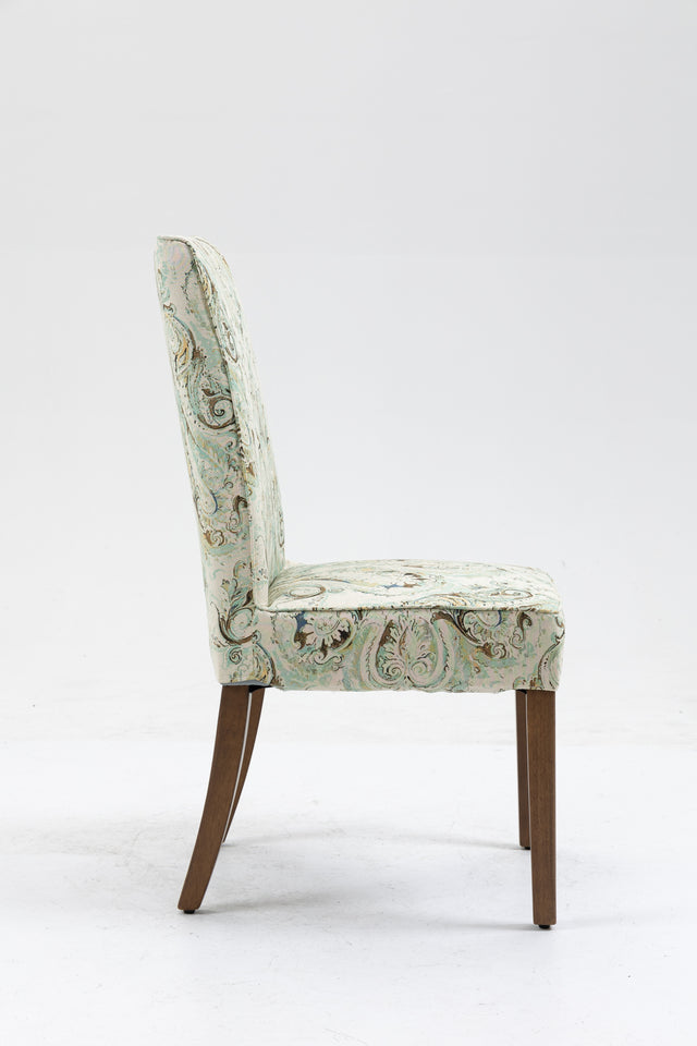 Cover Removable Interchangeable and Washable Multi-color Blue Floral Fabric Upholstered Parsons Chair with Solid Wood Legs 2 PCS