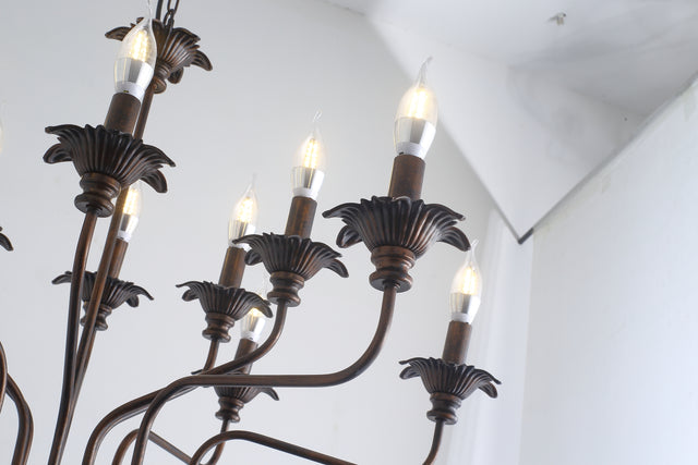 Retro American style stamen-shaped iron chandelier -12 bulbs -E12 lamp holder