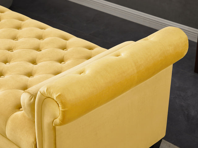 2038 Yellow Pleuche Rectangular Large Sofa Stool