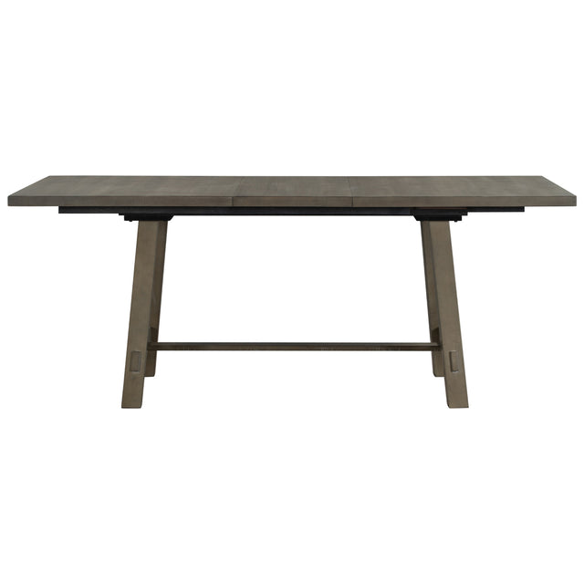 TREXM Retro Style Rectangular Dining Table Wood Extendable Dining Table with 18" Leaf, Seats up to 8 (Gray)