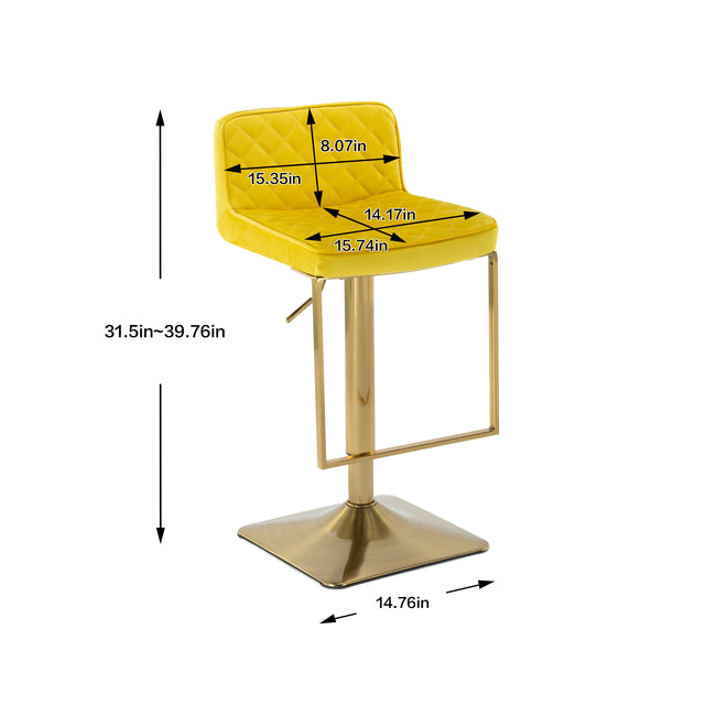 SUPERJARE Bar Stools  - Swivel Barstool Chairs with Back, Modern Pub Kitchen Counter Height，velvet, ( 1pc/ctn )