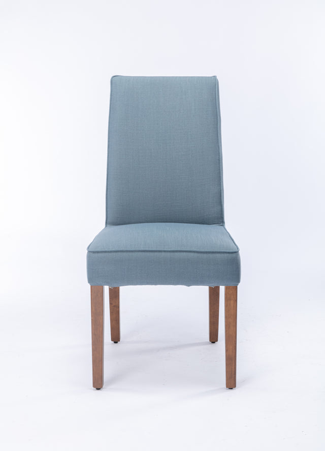Cover Removable Interchangeable and Washable Blue Linen Upholstered Parsons Chair with Solid Wood Legs 2 PCS