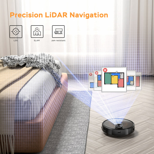 Geek Smart L8 Robot Vacuum Cleaner and Mop, LDS Navigation, Wi-Fi Connected APP, Selective Room Cleaning,MAX 2700 PA Suction, Ideal for Pets and Larger Home(Banned from selling on Amazon)