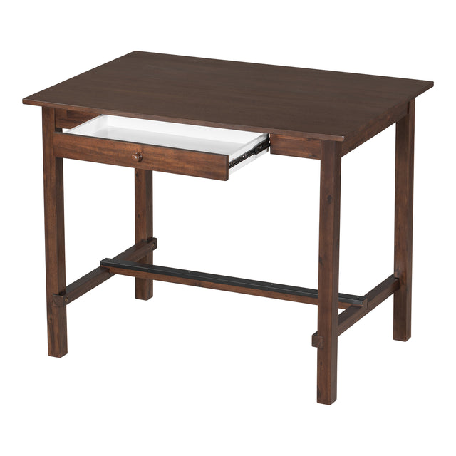 TOPMAX Casual Counter Height Wood Dining Table with Storage Drawer for Small Places, Walnut