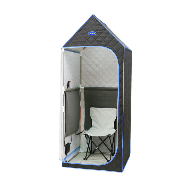 Portable Gothic Roof Plus Type Full Size Far Infrared Sauna tent. Spa, Detox ,Therapy and Relaxation at home.Larger Space,Stainless Steel Pipes Connector Easy to Install. FCC Certification--Black