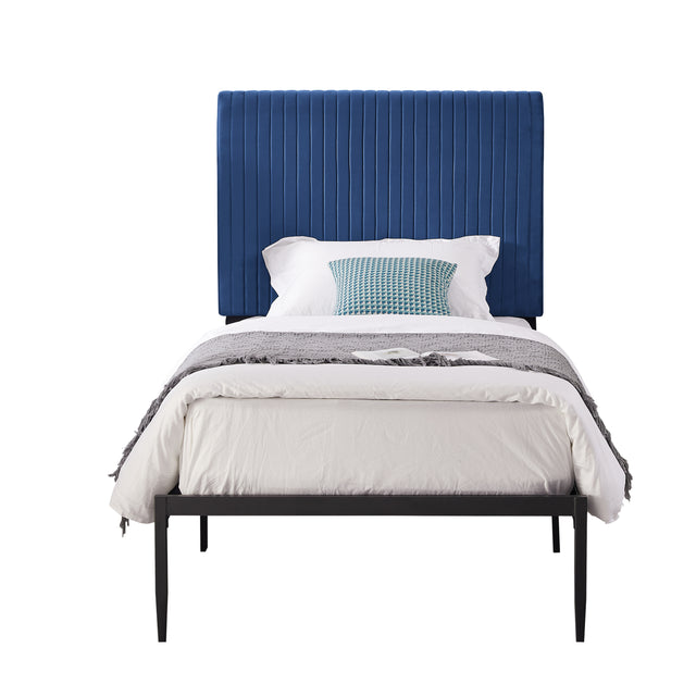 B110 Twin bed Beautiful line stripe cushion headboard  Strong iron frame with high temperature paint