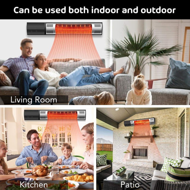 Simple Deluxe Wall Mounted Patio Outdoor Heater for Balcony, Courtyard with Remote Control