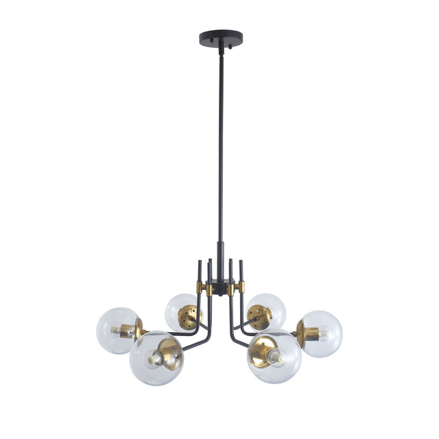 Modern American style chandelier-black gold iron-glass lampshade -6 bulbs
