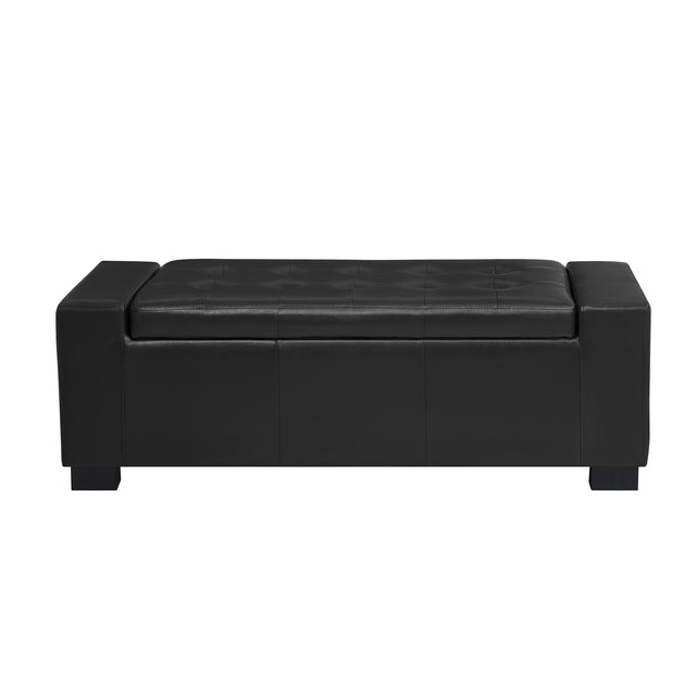 Faux Leather Upholstery Storage  Ottoman Bench Black