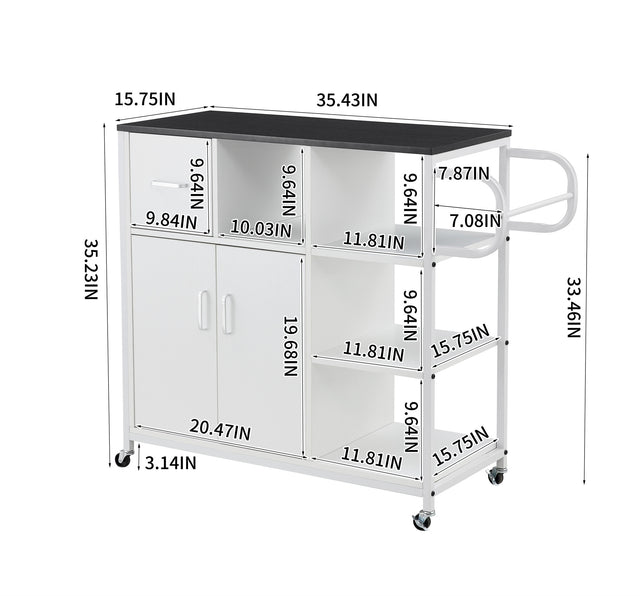 KITCH storage cabinet WHITE-Black, move with roller..